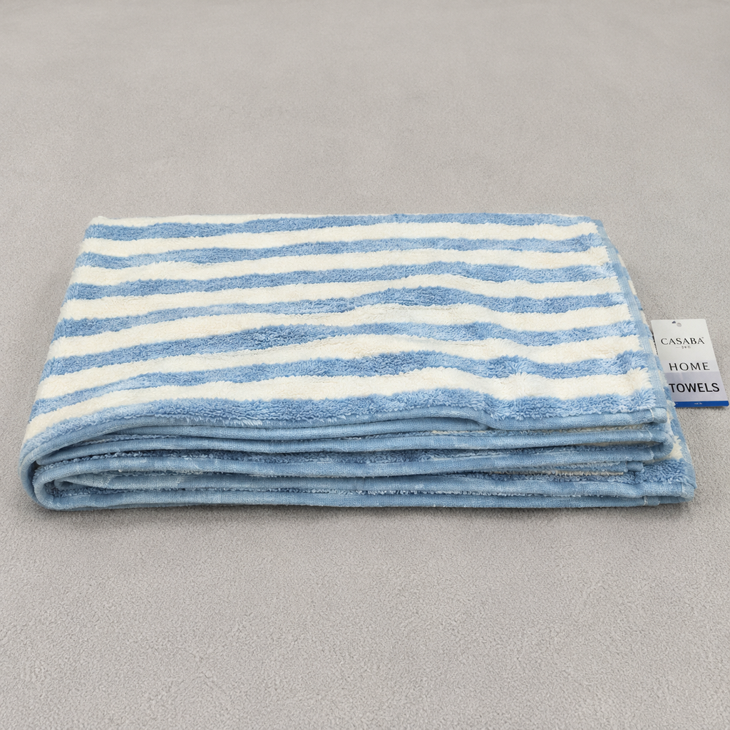 Blue & White Striped Bath Towel (YM2638)