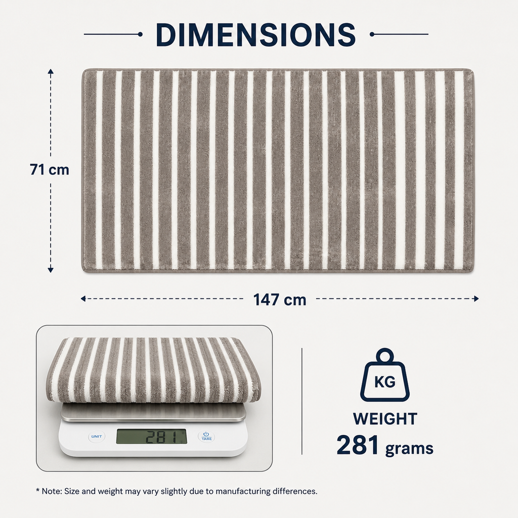 White & Grey Striped Bath Towel (YM2638)