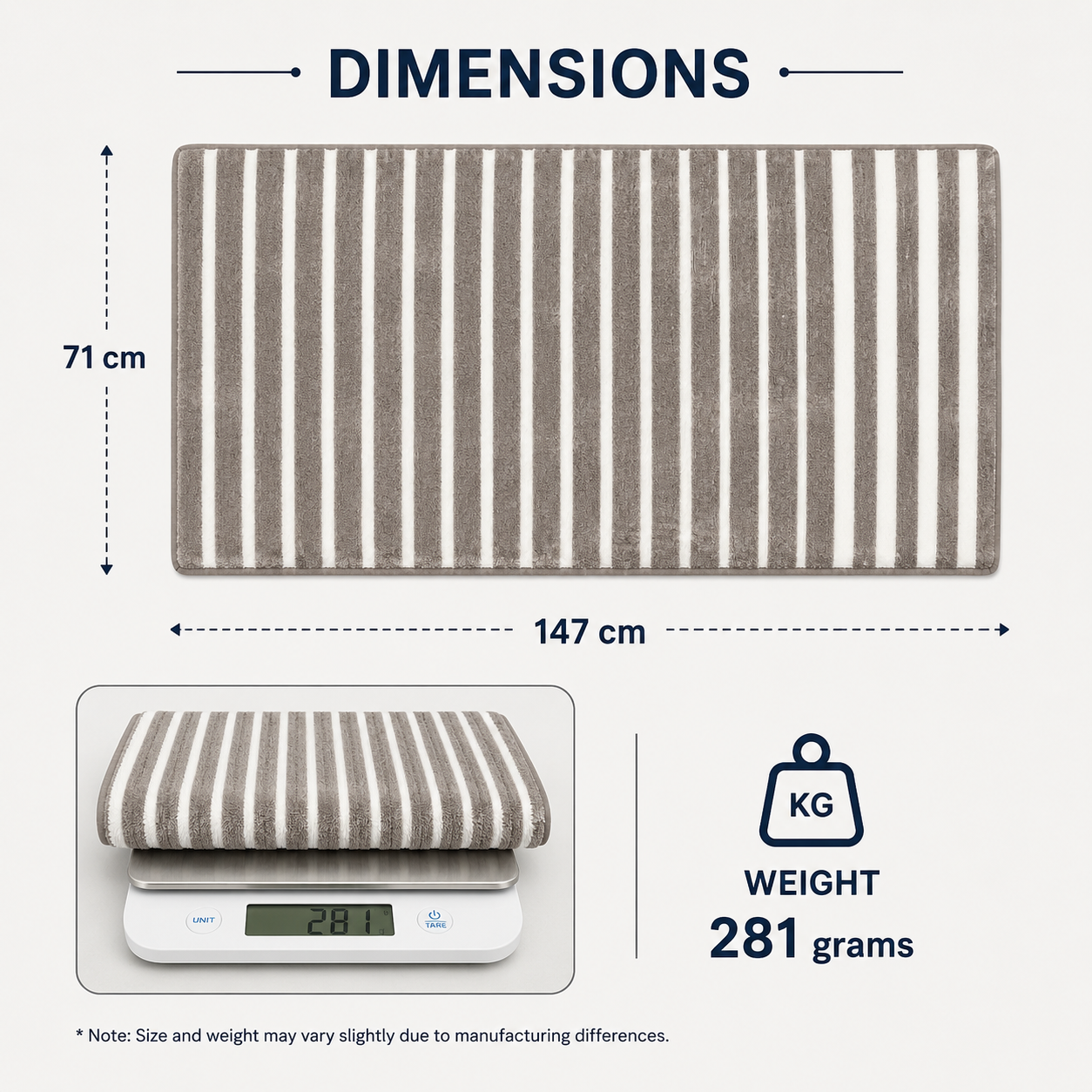 White & Grey Striped Bath Towel (YM2638)