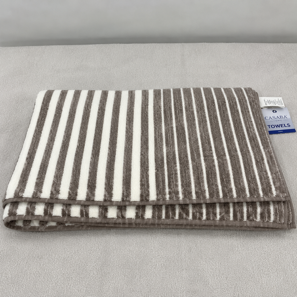 White & Grey Striped Bath Towel (YM2638)