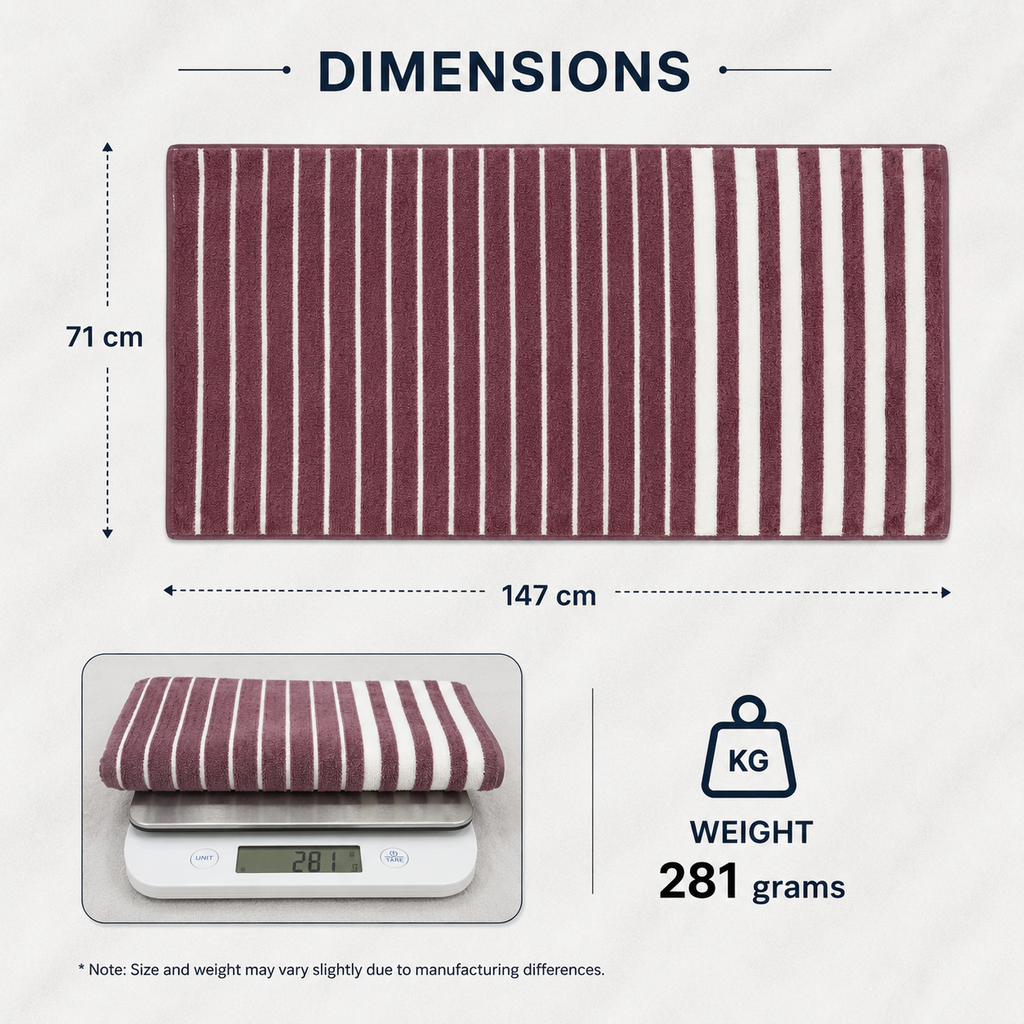 White & Pink Striped Bath Towel (YM2638)