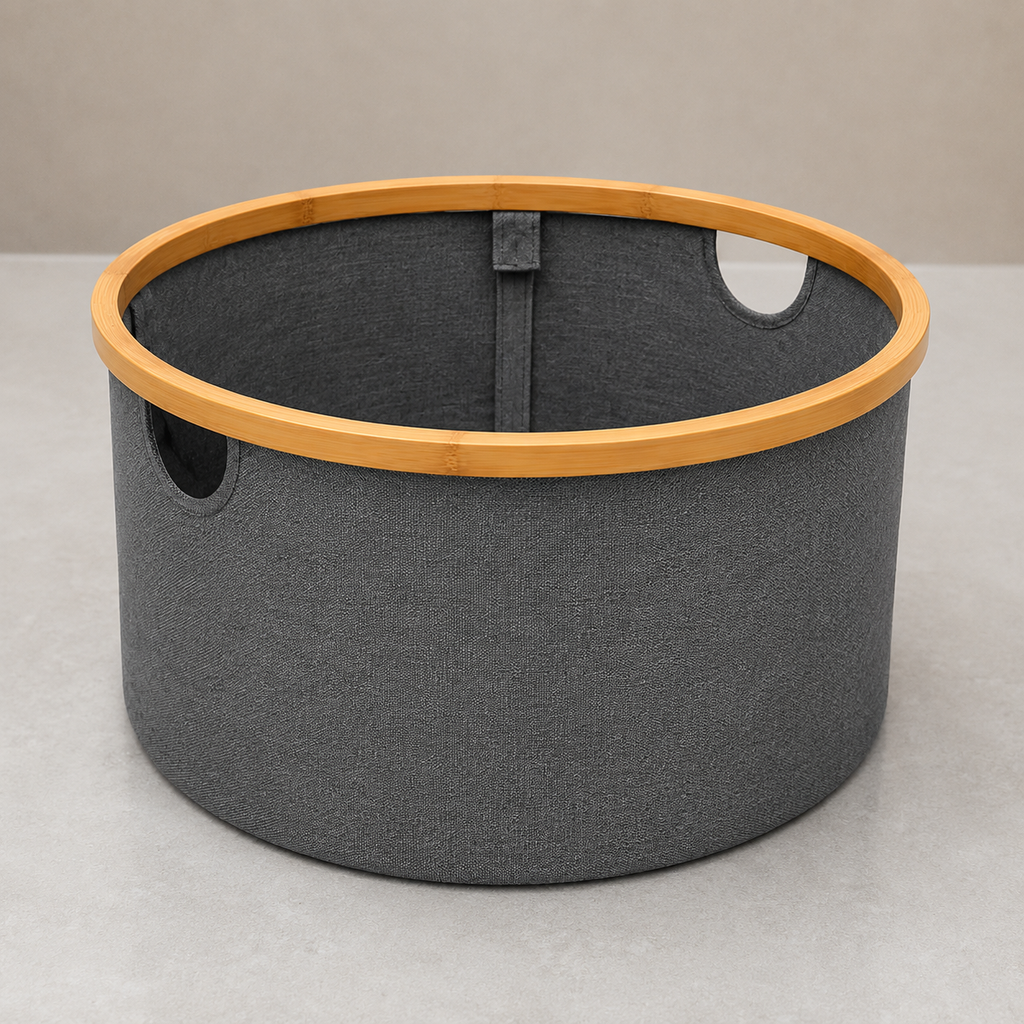 Round Grey Laundry Basket with frame (YM1886)