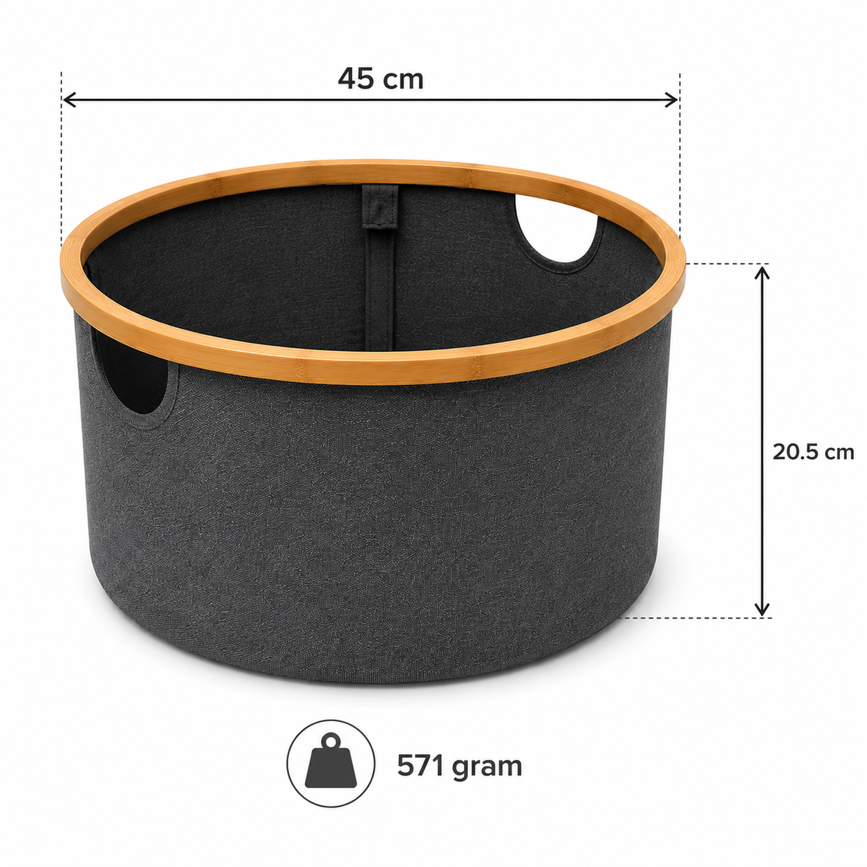 Round Grey Laundry Basket with frame (YM1886)