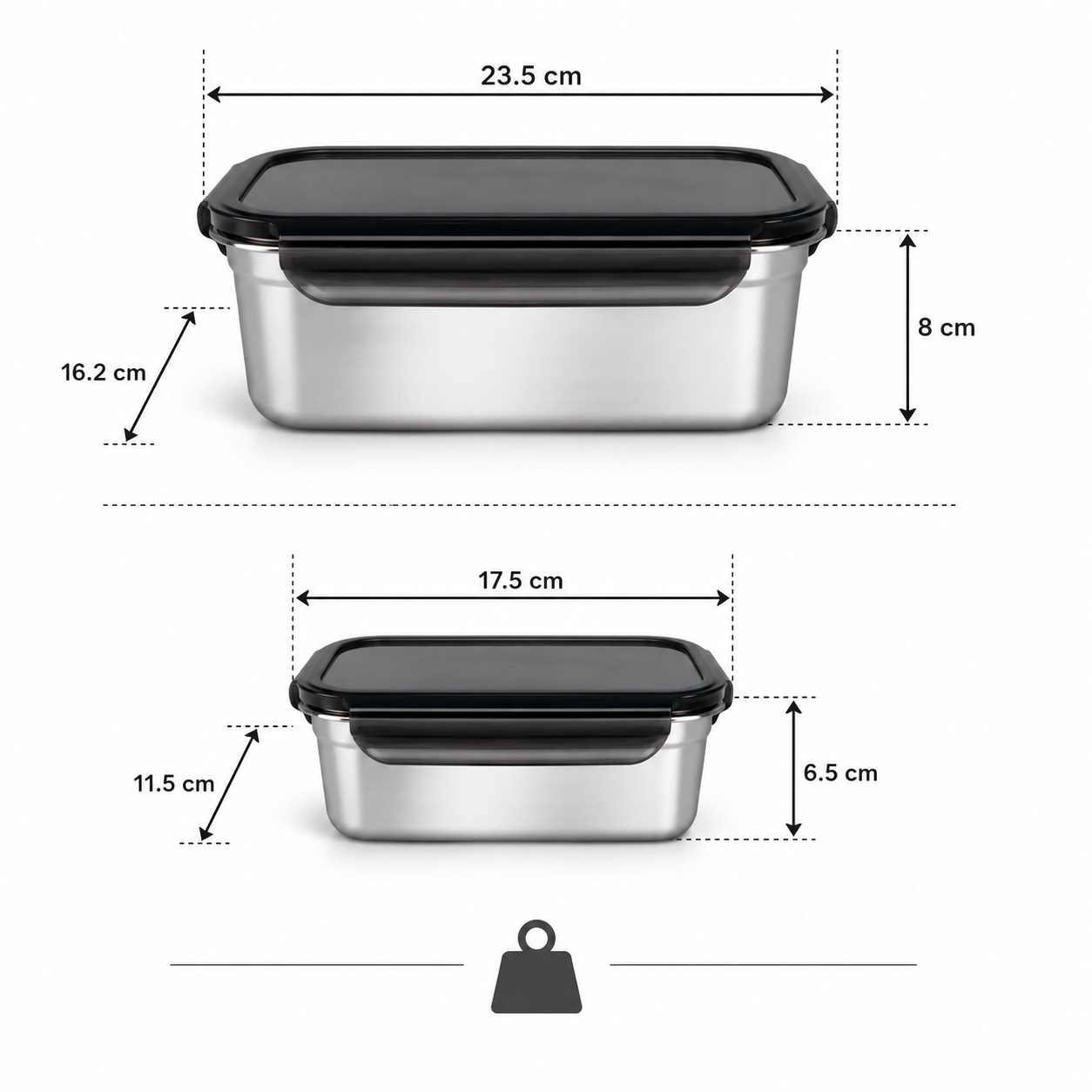 2-Piece Stainless Steel Lunch Box Set with Airtight Lids (YM2071)