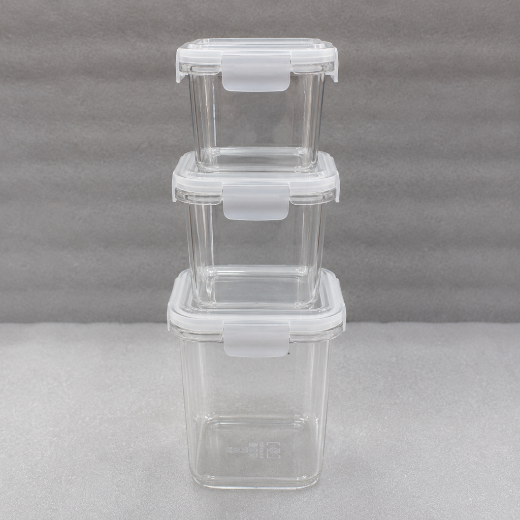 Rectangular Plastic Food Storage Container Set of 3 (YM680)