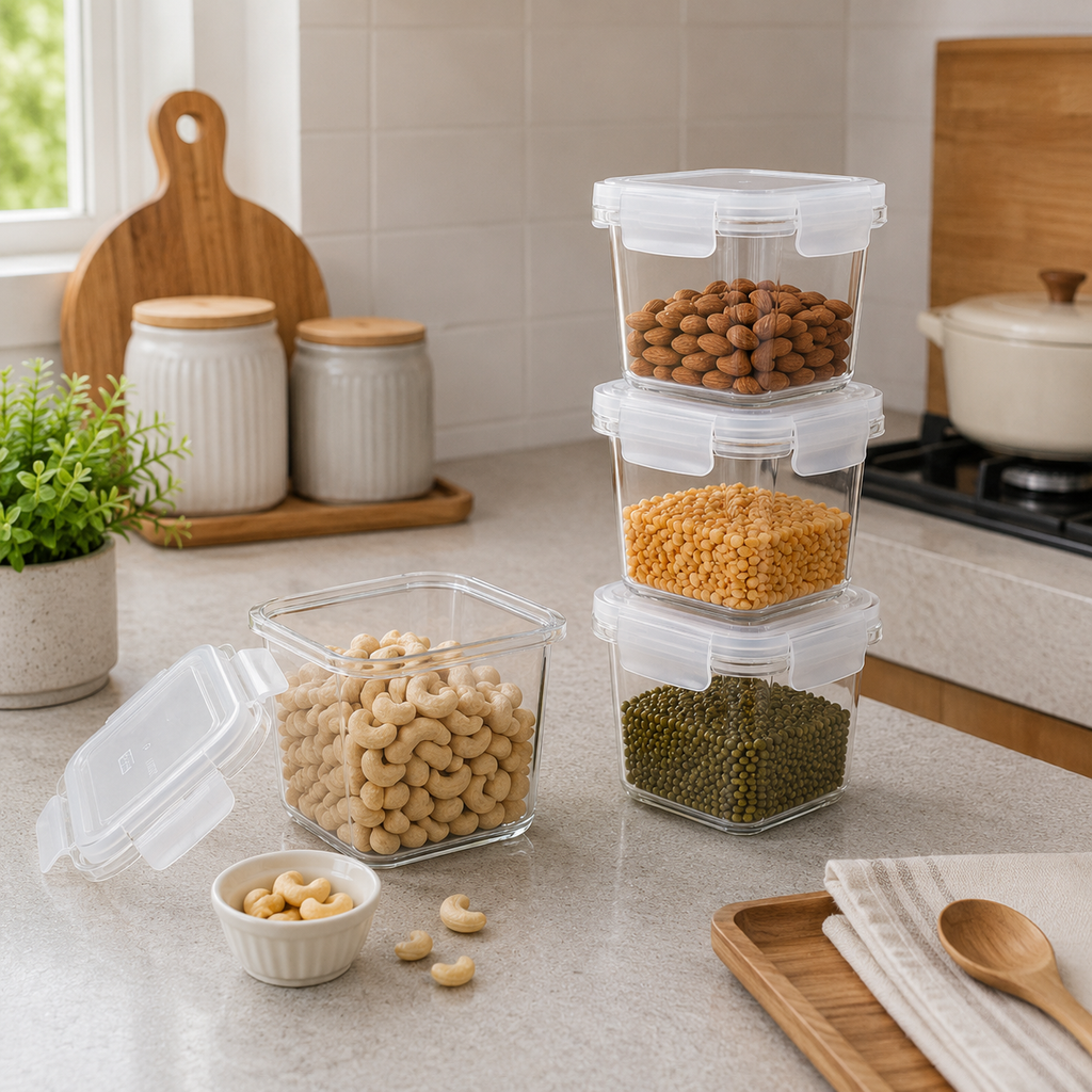 Rectangular Plastic Food Storage Container Set of 3 (YM680)