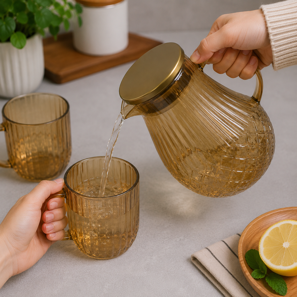 Yellow Glass Jug with Lid (YM161)