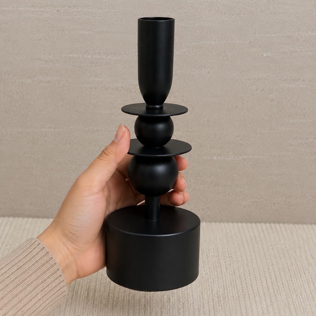 Modern Black Metal Candle Stand (YM1131)