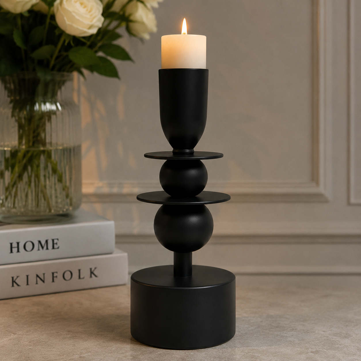 Modern Black Metal Candle Stand (YM1131)