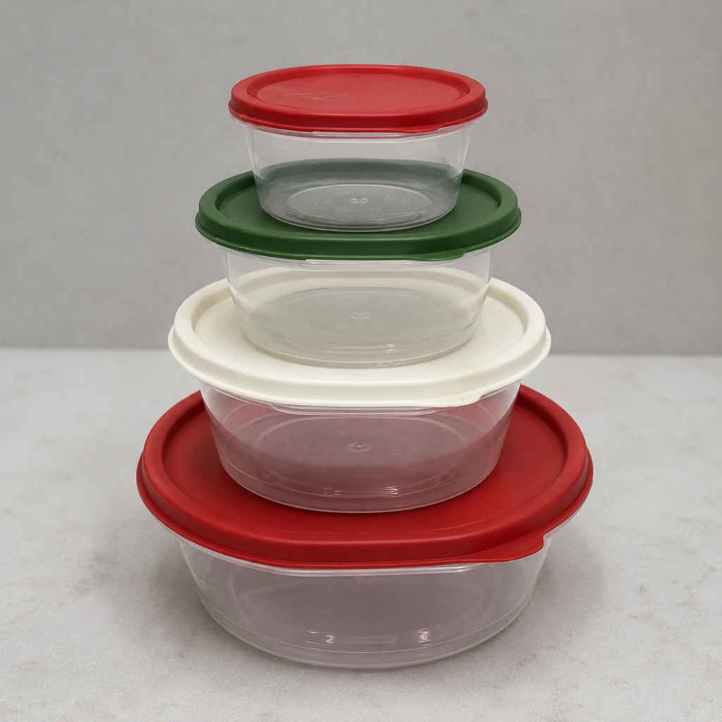 4-Piece Round Food Storage Container Set with Colored Lids (YM534)