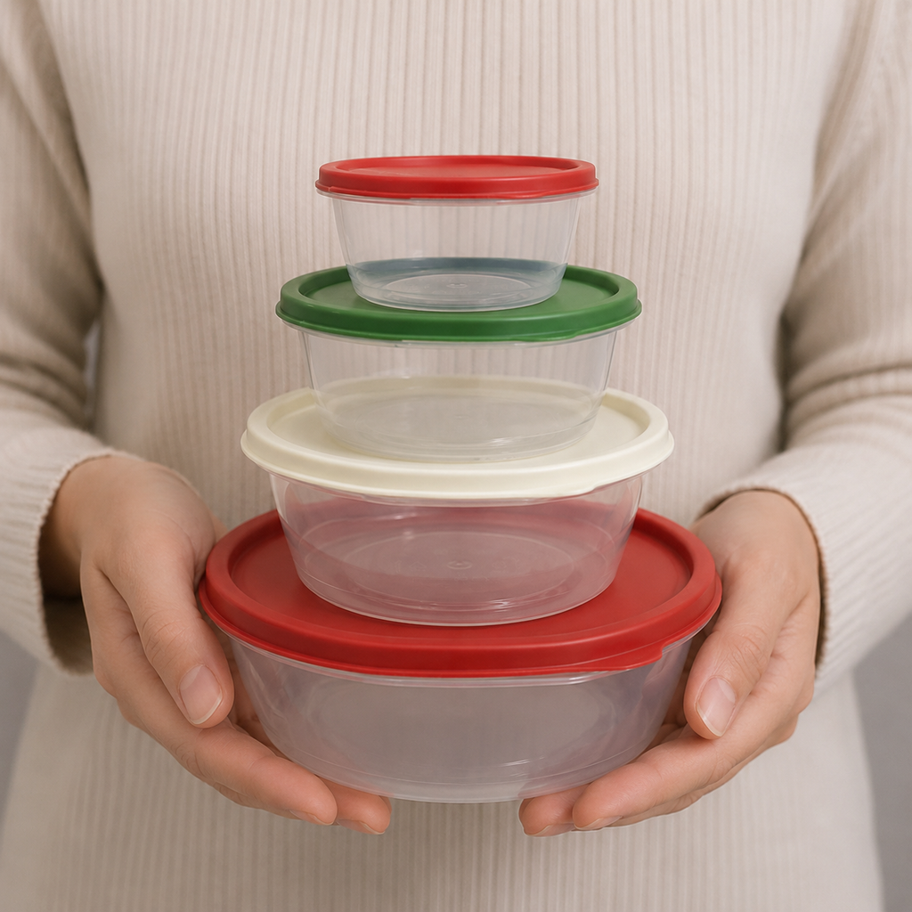 4-Piece Round Food Storage Container Set with Colored Lids (YM534)