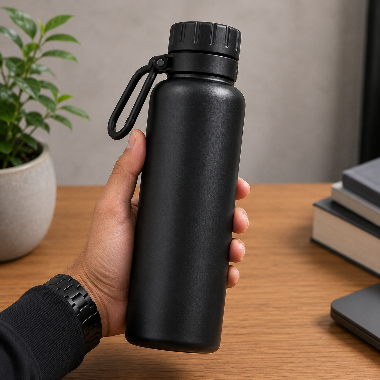 Grey Stainless Steel Water Bottle (YM2624)