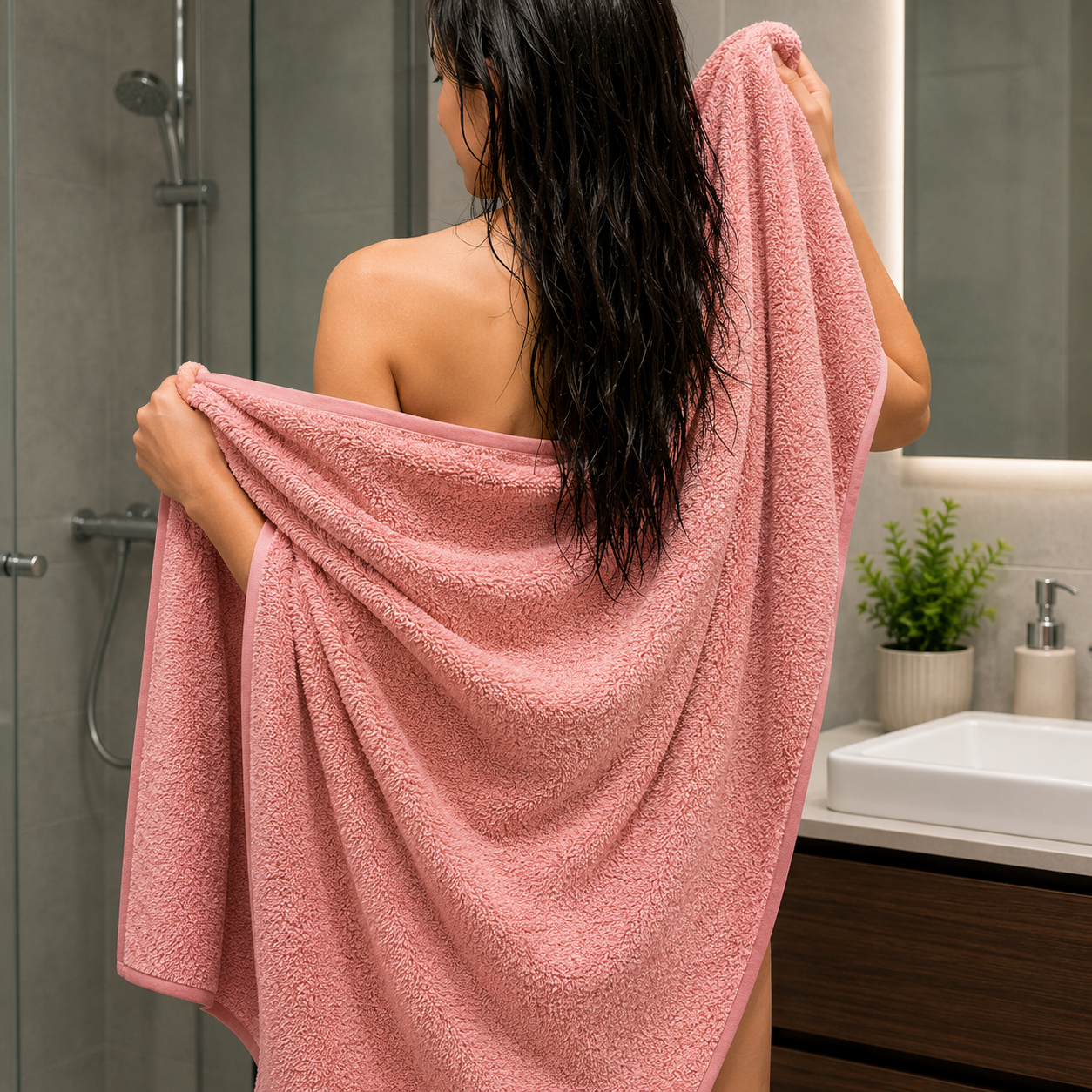 Luxury Soft Pink Bath Towel (YM2645)