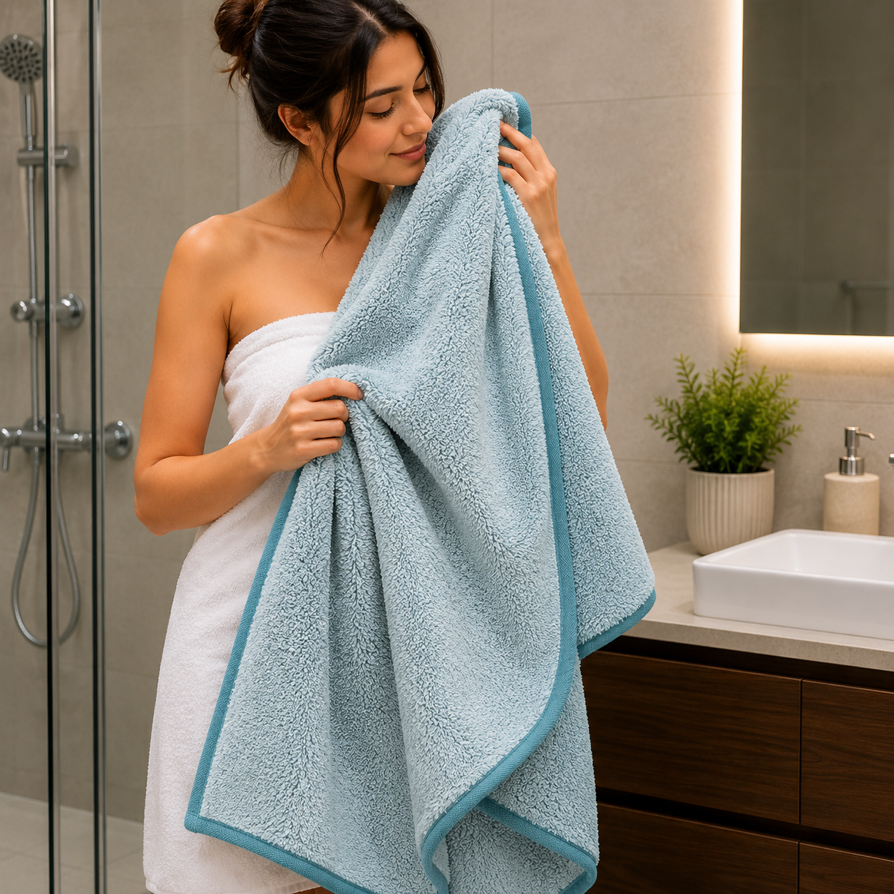 Luxury Soft Sky Blue Bath Towel (YM2645)