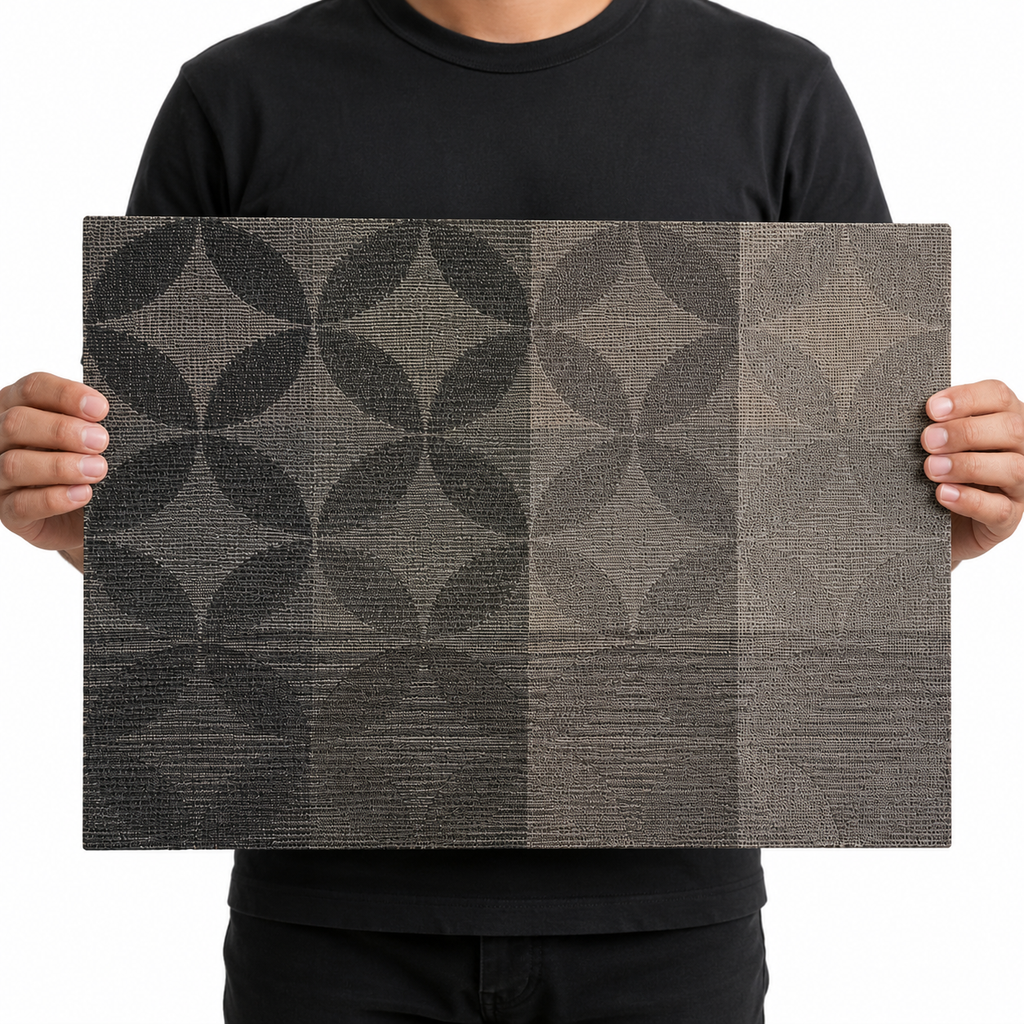 6-Piece Printed Grey Floral Table Mats Set (YM713)