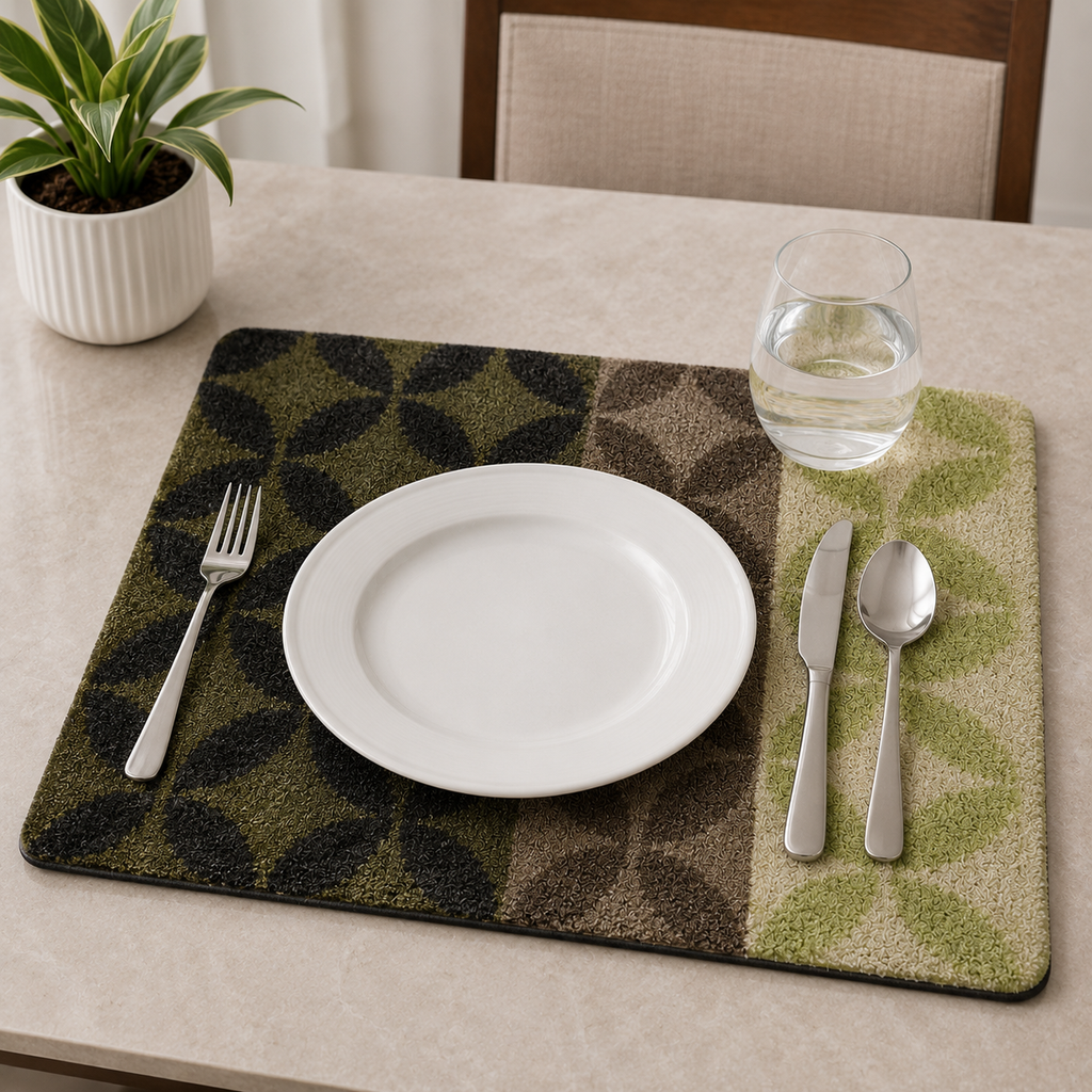 6-Piece Printed Green Floral Table Mats Set (YM713)