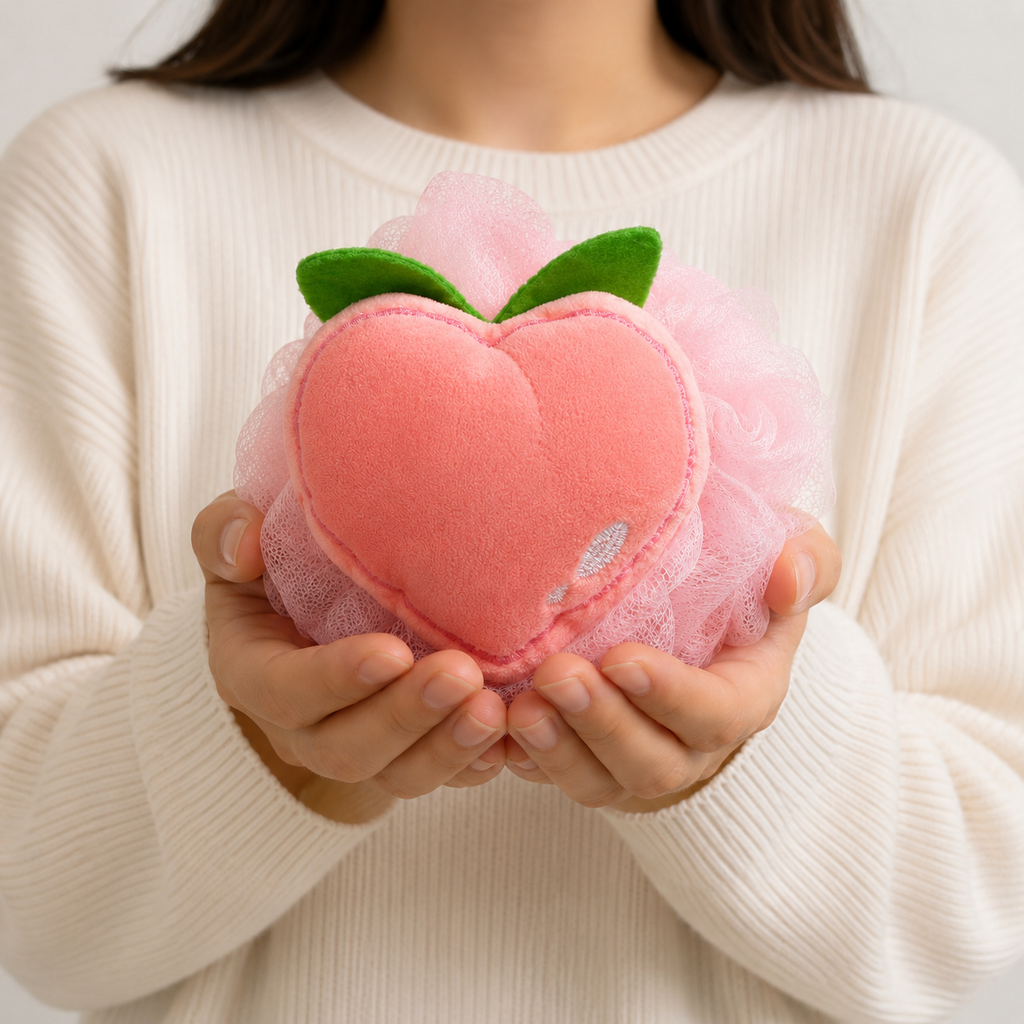 Pink Peach Bath Sponge Loofah Pouf (YM739)