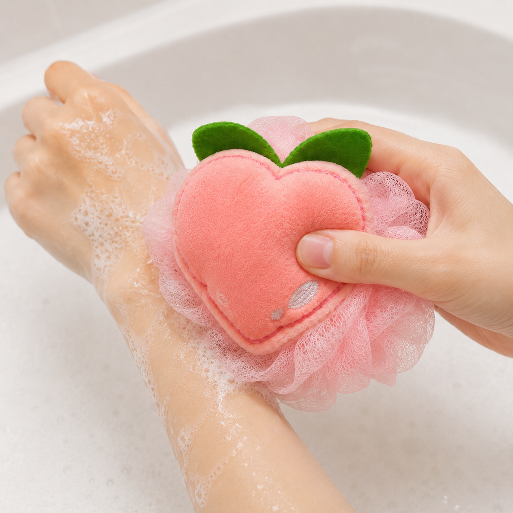 Pink Peach Bath Sponge Loofah Pouf (YM739)