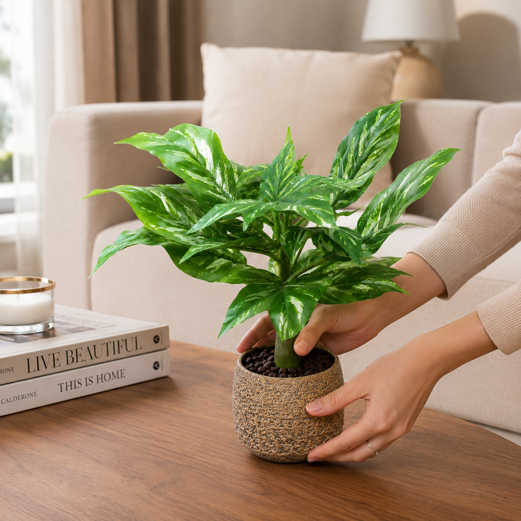 Artificial Decorative Plant in Textured Pot (YM2258)