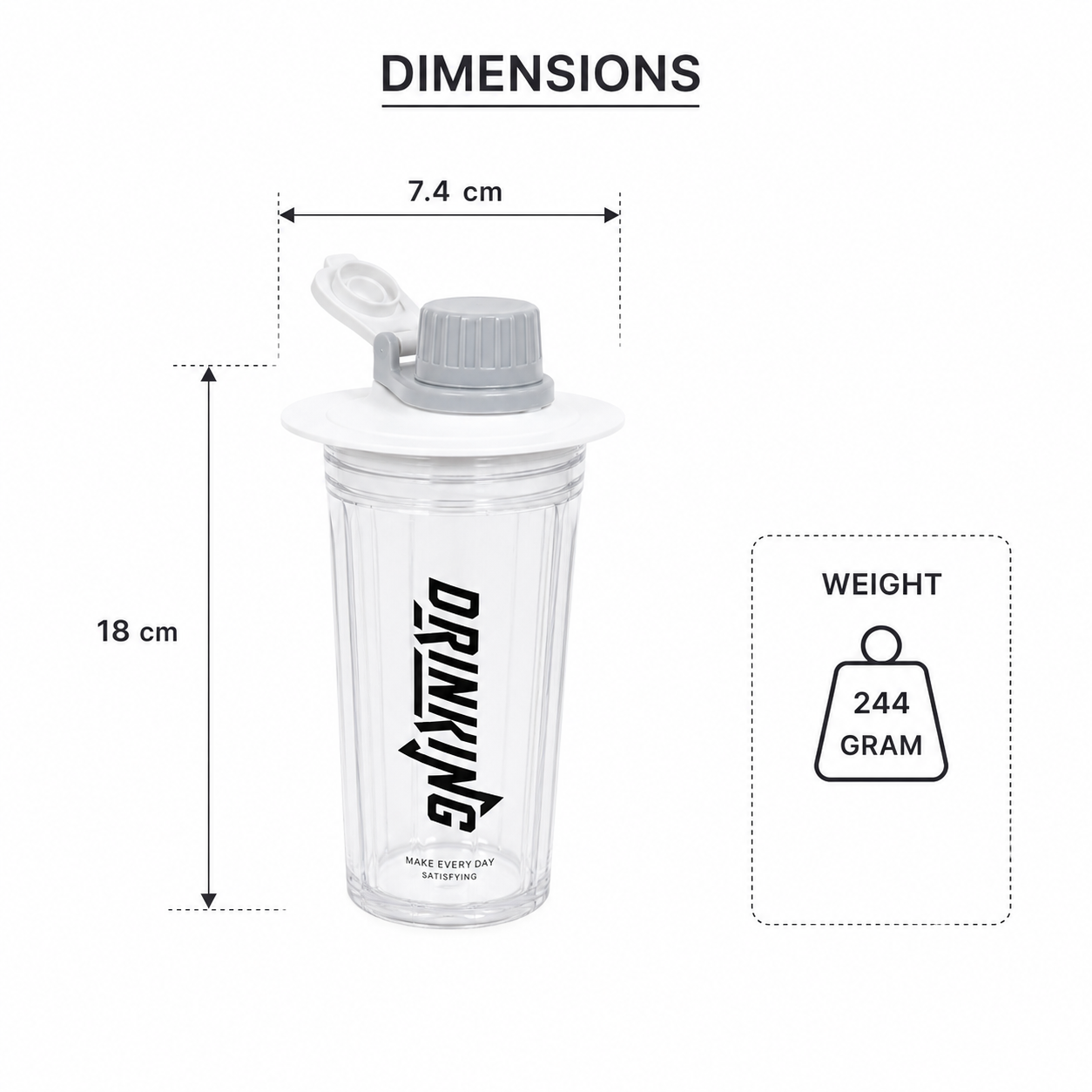 Transparent Plastic Drinking Shaker Bottle with Flip Lid (YM2148)