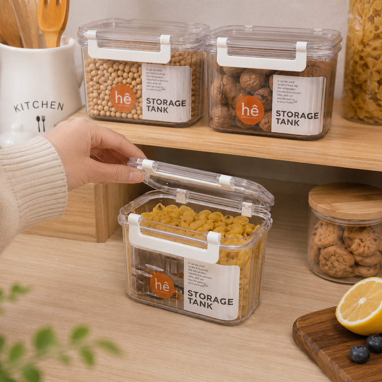 Rectangular Airtight Storage Container with White Locking Lid (YM2697)