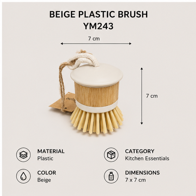 Beige Plastic Dishwashing Brush (YM243)