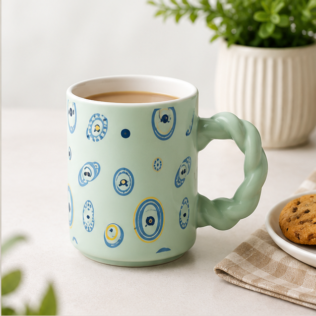 Green Ceramic Tea Coffee Mug for Drinkware Collection (YM2844)
