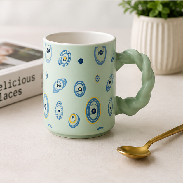 Green Ceramic Tea Coffee Mug for Drinkware Collection (YM2844)