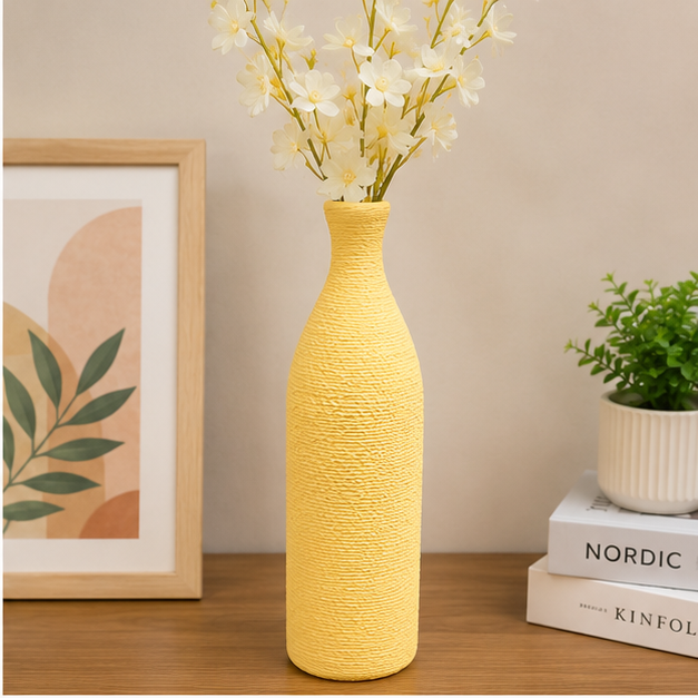 Yellow Textured Decorative Vase for Home Décor (YM1112)
