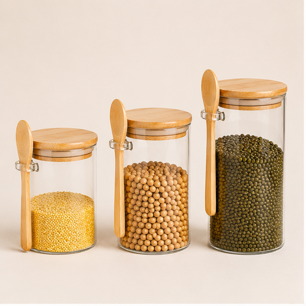 Glass Storage Canister with Spoon (YM2431)