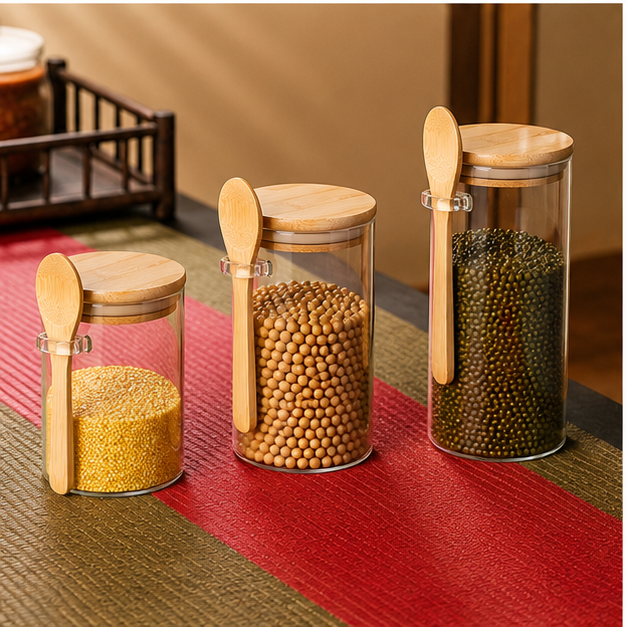 Glass Storage Canister with Spoon (YM2431)