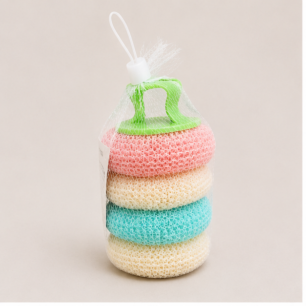 Multi-Color Dish Scrubber Set of 4 (YM342)