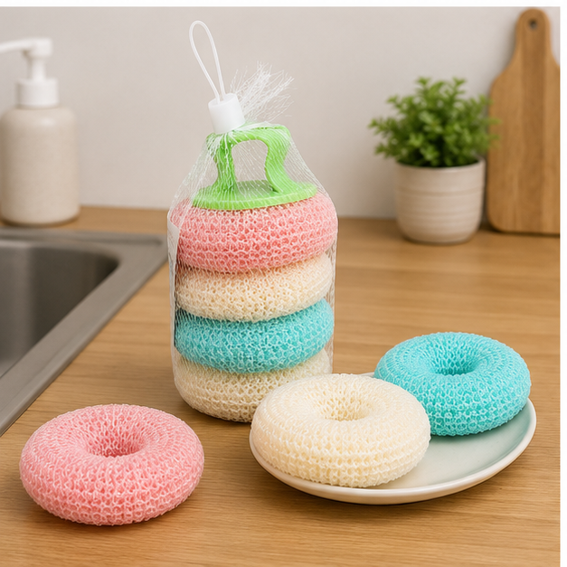 Multi-Color Dish Scrubber Set of 4 (YM342)