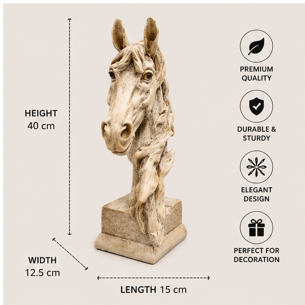 Realistic Horse Figurine Beige Decorative Sculpture (YM2310)
