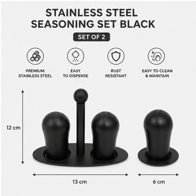 Stainless Steel Seasoning Set Black Set of 2 (YM1676)