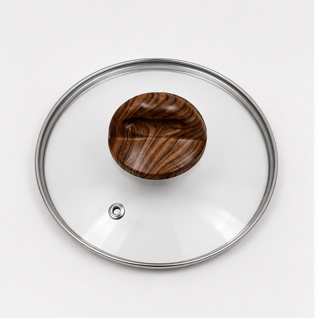 Transparent Glass Lid 18cm with Wooden Knob (YM1993)