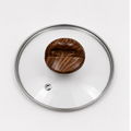 Transparent Glass Lid 18cm with Wooden Knob (YM1993)
