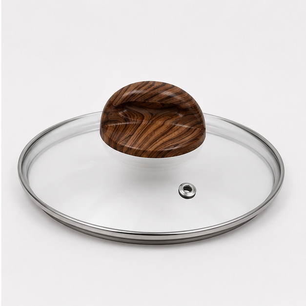 Transparent Glass Lid 18cm with Wooden Knob (YM1993)
