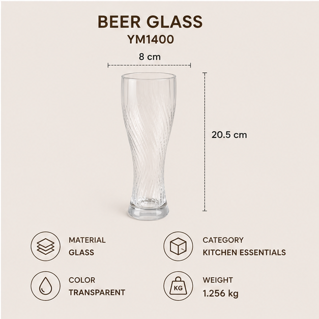 Transparent Glass Beer Glass (YM1400)