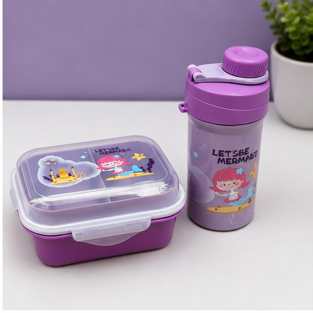 Purple Kids Lunch Box with Bottle Set (YM2479)