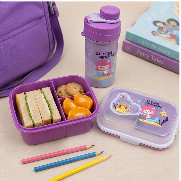 Purple Kids Lunch Box with Bottle Set (YM2479)