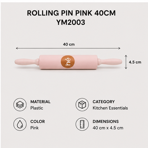 Pink Rolling Pin 40cm (YM2003)