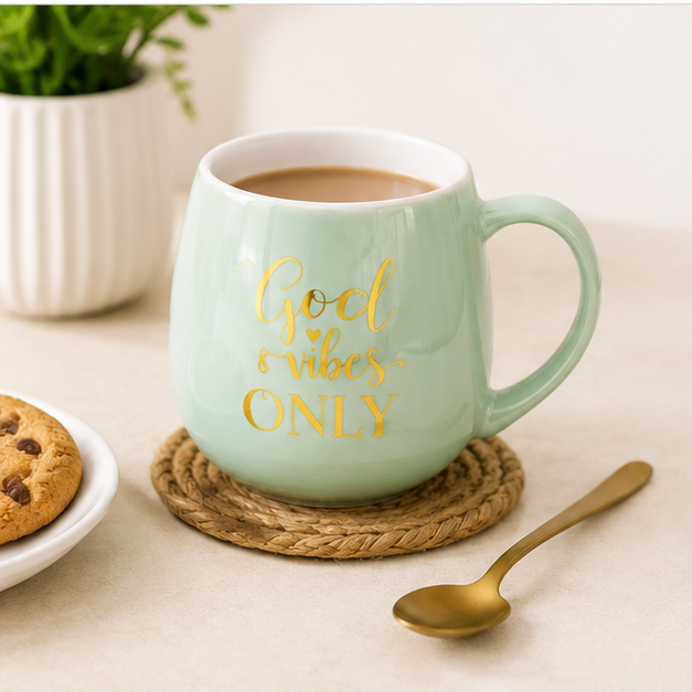 Green Ceramic Tea Coffee Mug for Drinkware Collection (YM2840)