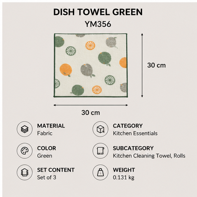 Green Dish Towel Set of 3 (YM356)