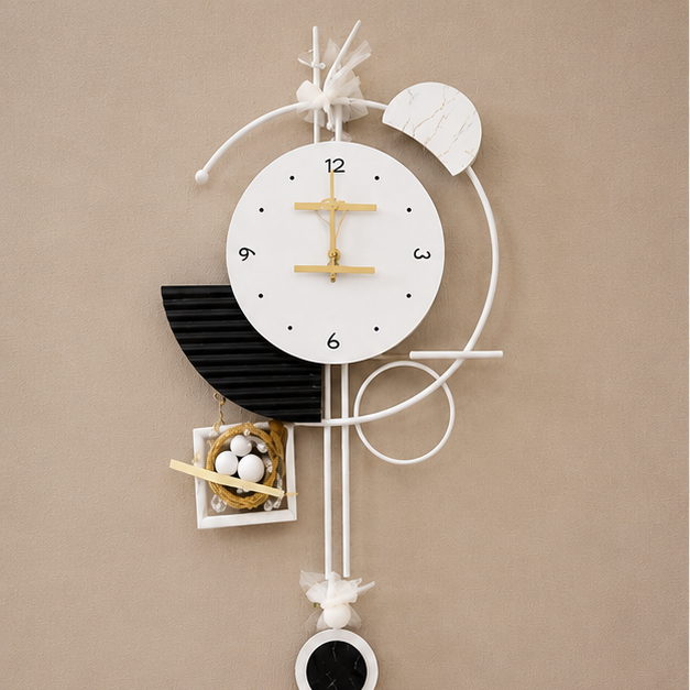 White Pendulum Wall Clock for Home Decor (YM1097)