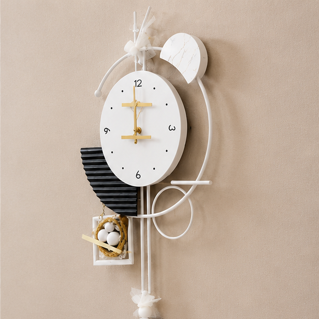 White Pendulum Wall Clock for Home Decor (YM1097)