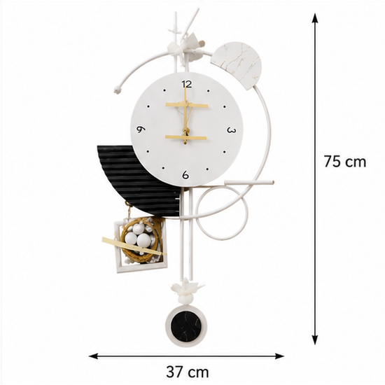 White Pendulum Wall Clock for Home Decor (YM1097)