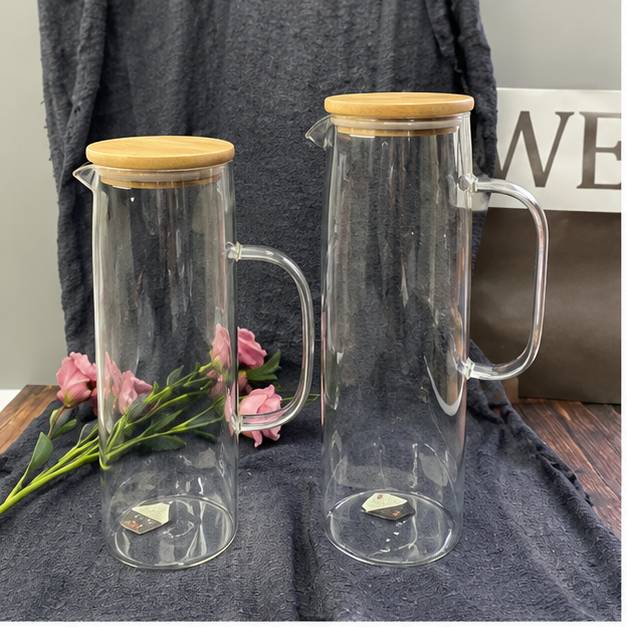 Glass Jug with Wooden Lid for Beverage Serving (YM2444)