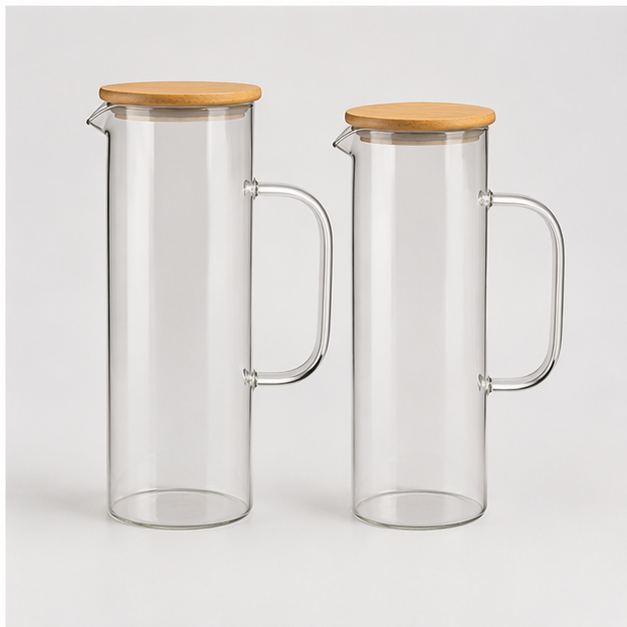 Glass Jug with Wooden Lid for Beverage Serving (YM2444)