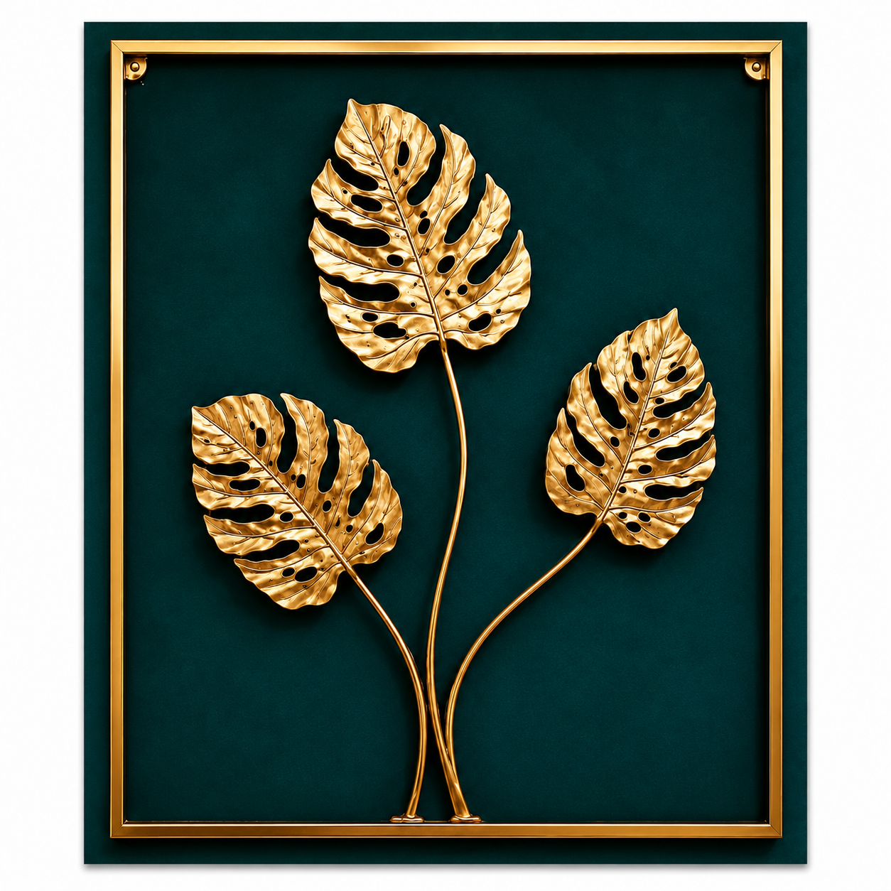 Golden Monstera Leaves Metal Wall Art(YM1032)